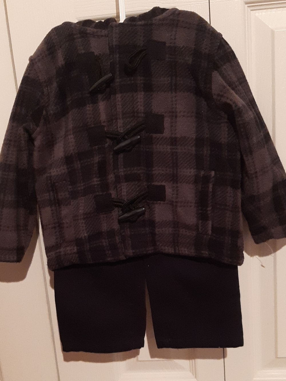 Kids Headquarters 18month Black and Gray hooded Pea Coat With Black Pullon Jeans